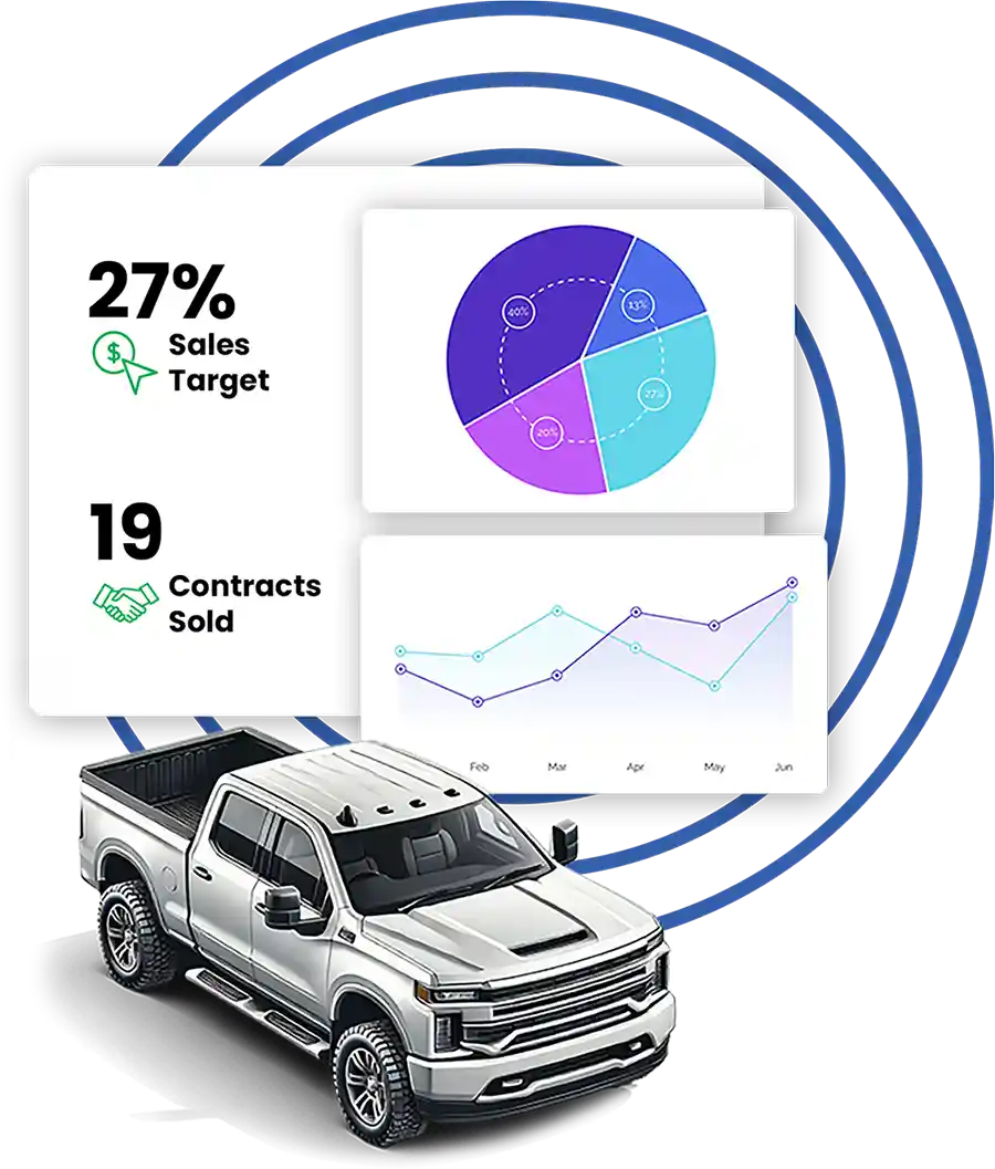 Truck with chart and circles background