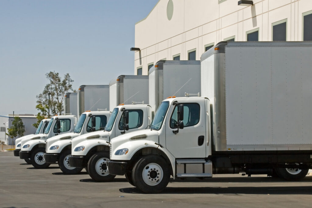 Row of box trucks